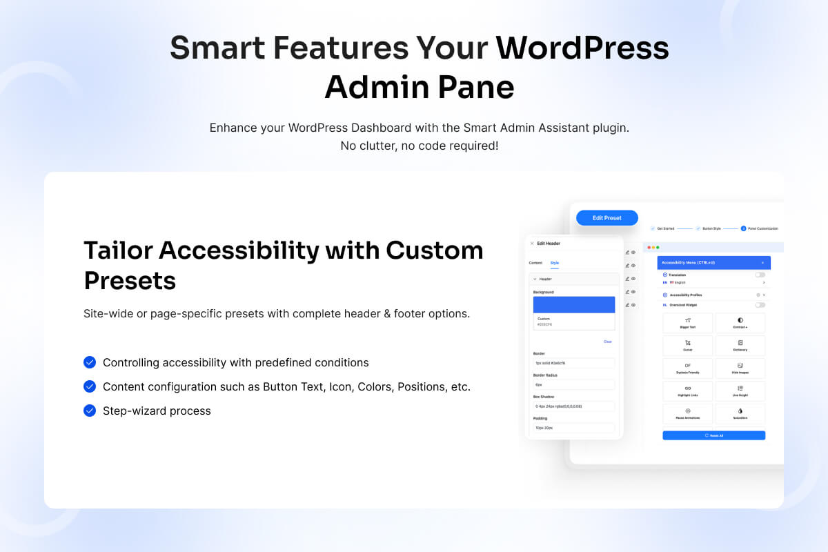 Custom profile creation and management interface